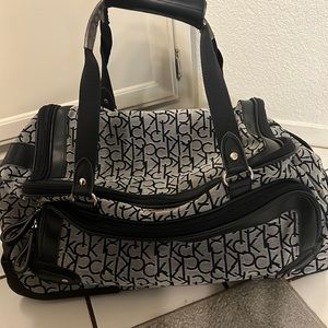 navy blue ck monogram calvin klein duffle bag luggage suitcase convertible